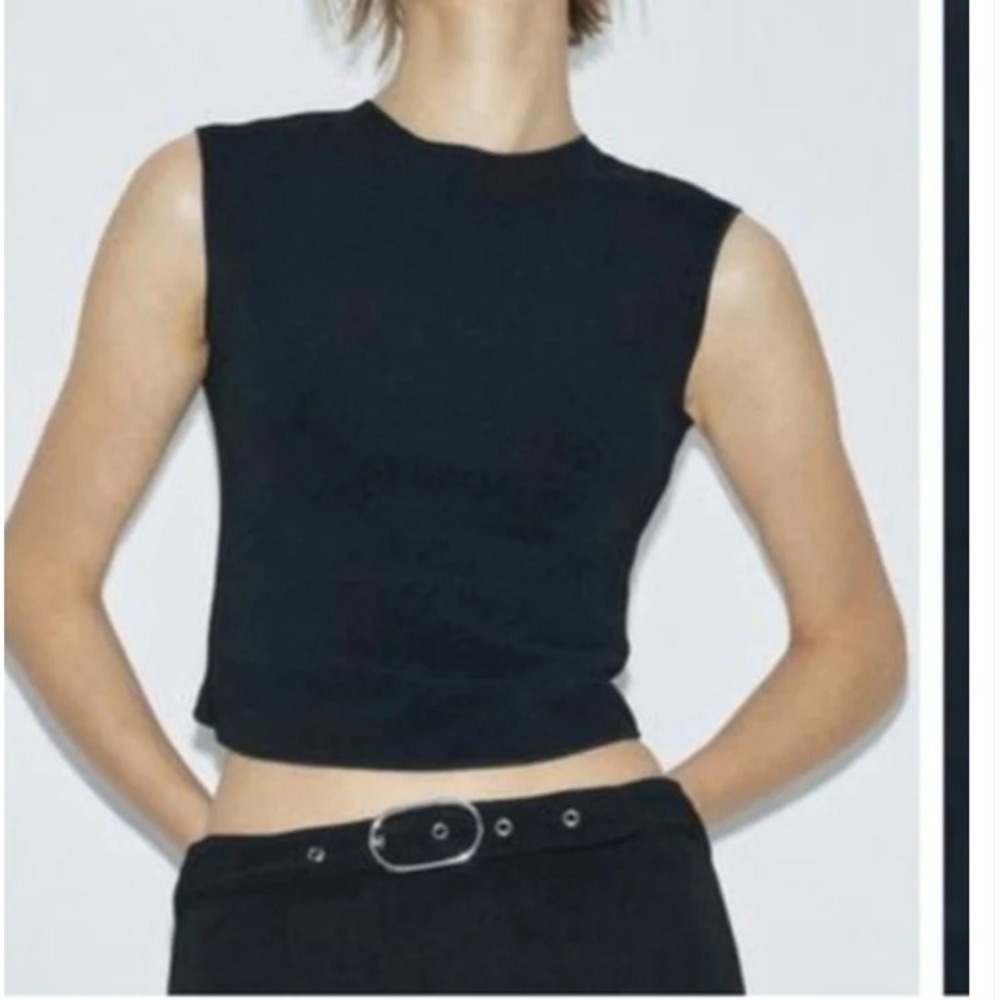 Zara Sleeveless Backless Top With Buckle Black Size L NWT - Picture 1 of 8